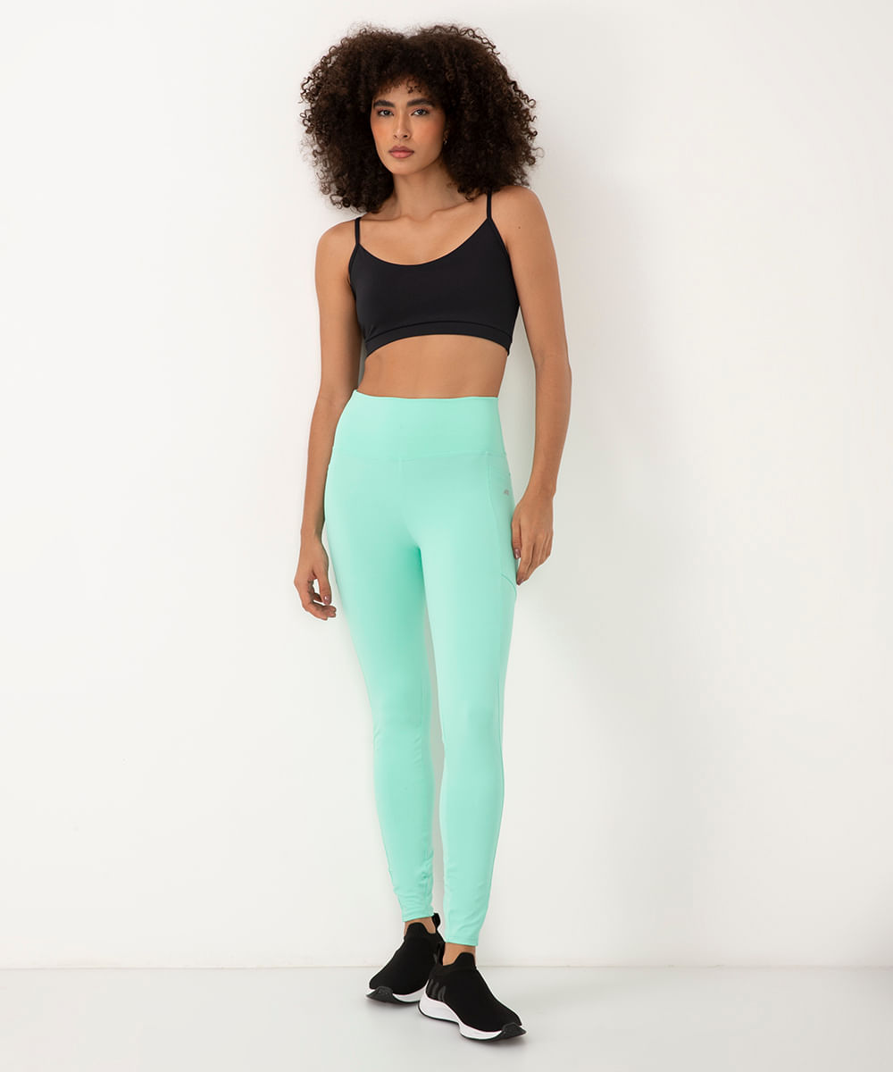 calça legging cintura alta com bolso esportiva ace verde claro