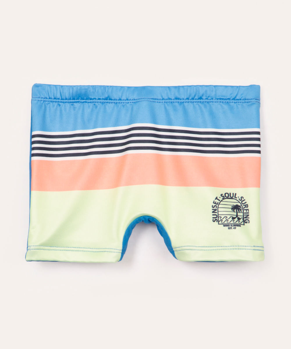 sunga boxer infantil listras sunset proteção uv colorido