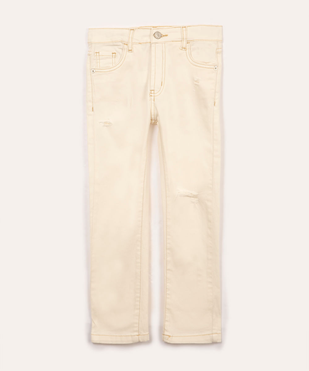 calça skinny de sarja infantil com bolsos off white