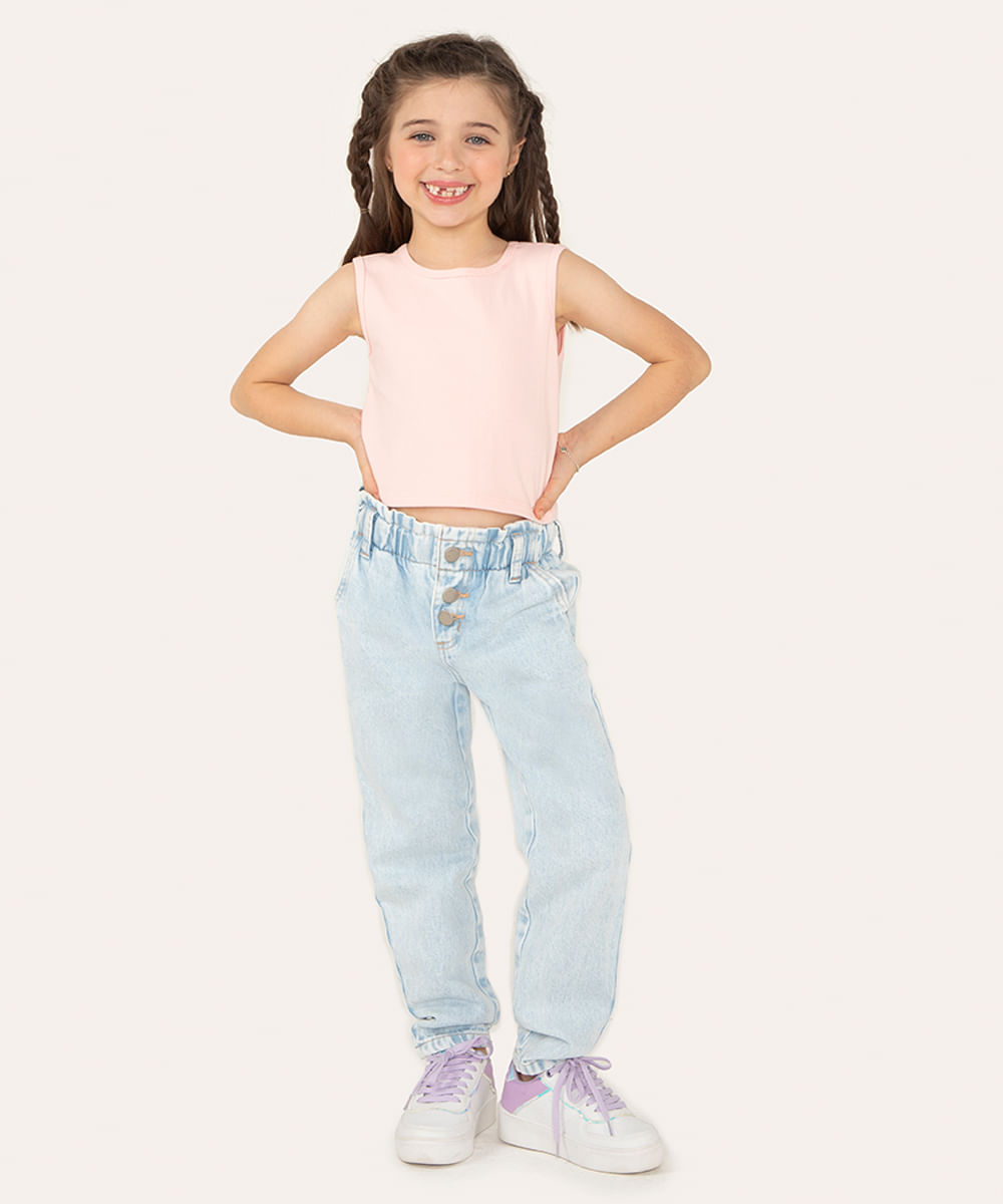 calça jeans infantil clochard azul claro