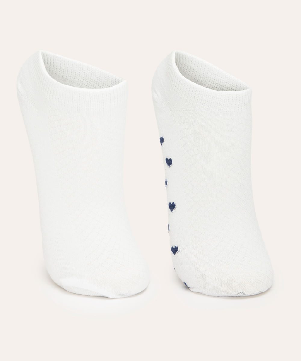 kit de 2 pares de meias coração cano baixo branco kit de 2 pares de meias coração cano baixo branco