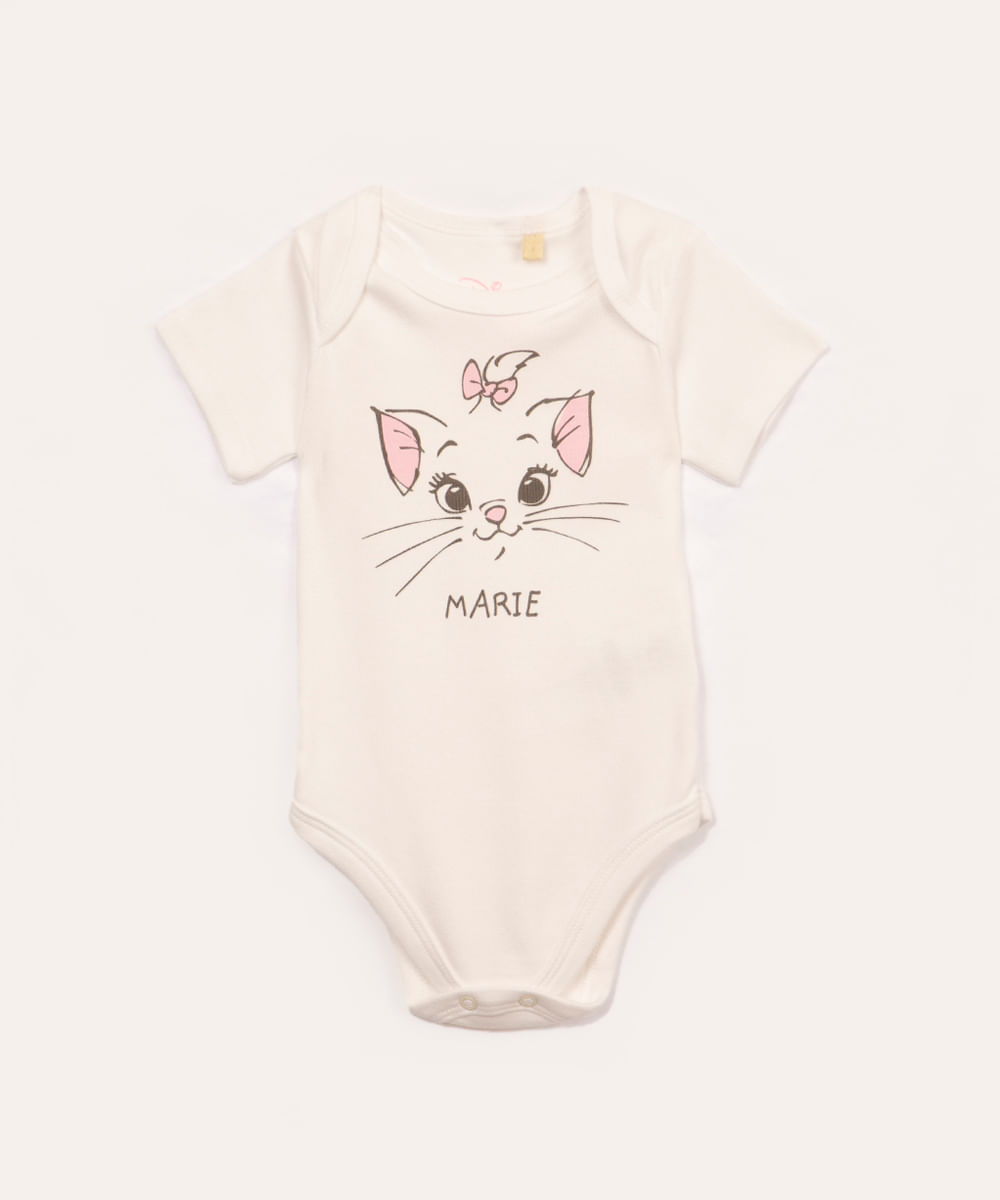 body de algodão infantil marie manga curta off white