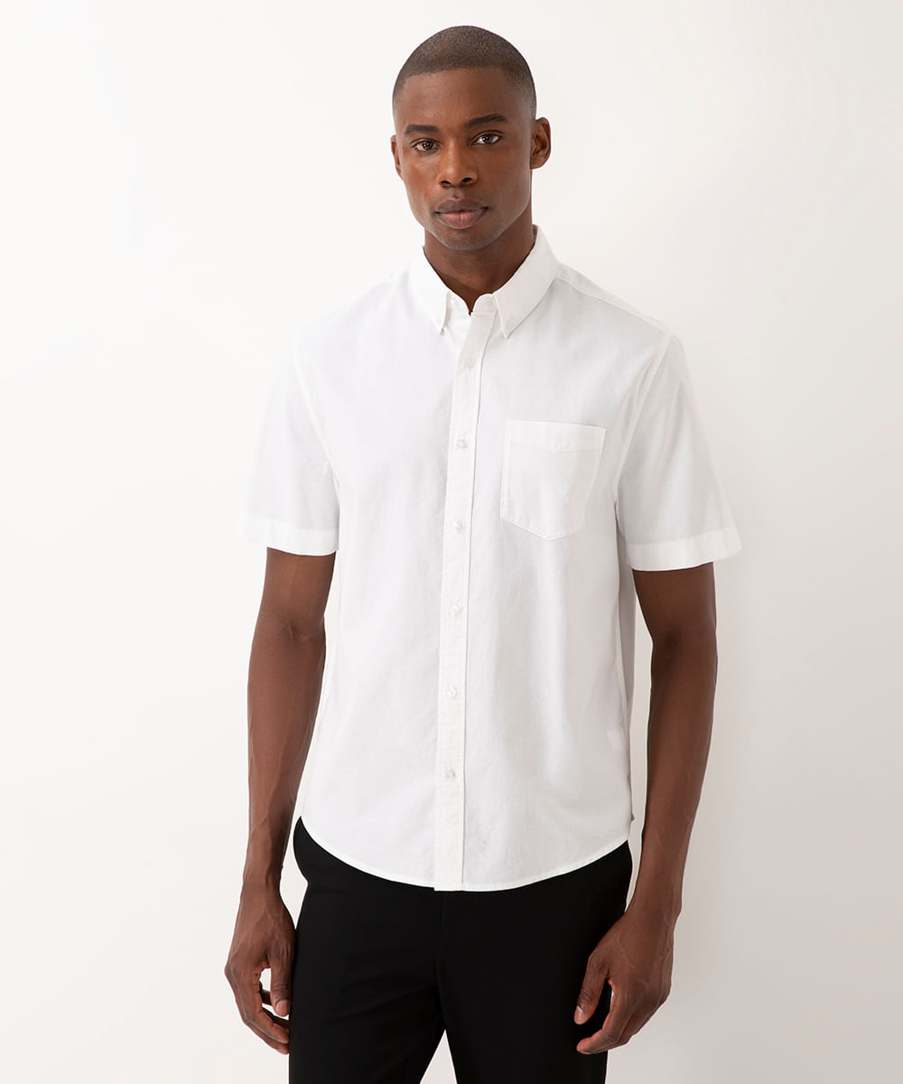 camisa comfort oxford manga curta - ANCO