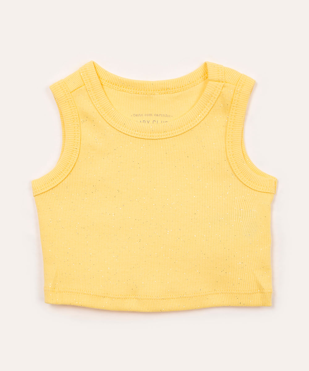 blusa de algodão infantil com brilho amarelo