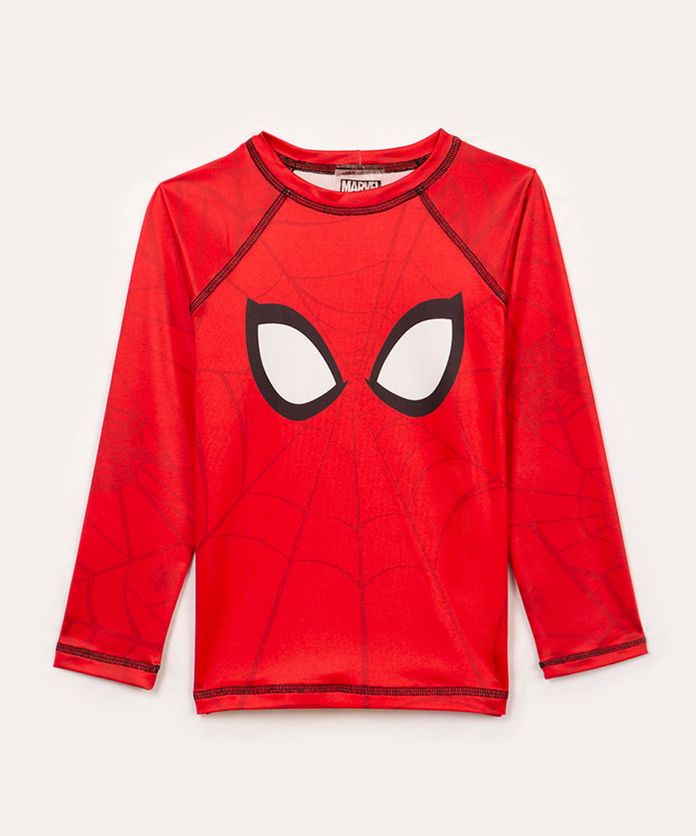 camiseta infantil homem aranha manga longa vermelho