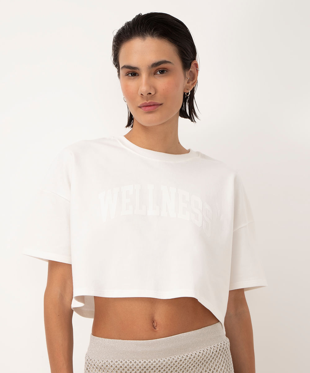 cropped moletinho wellness manga curta off white