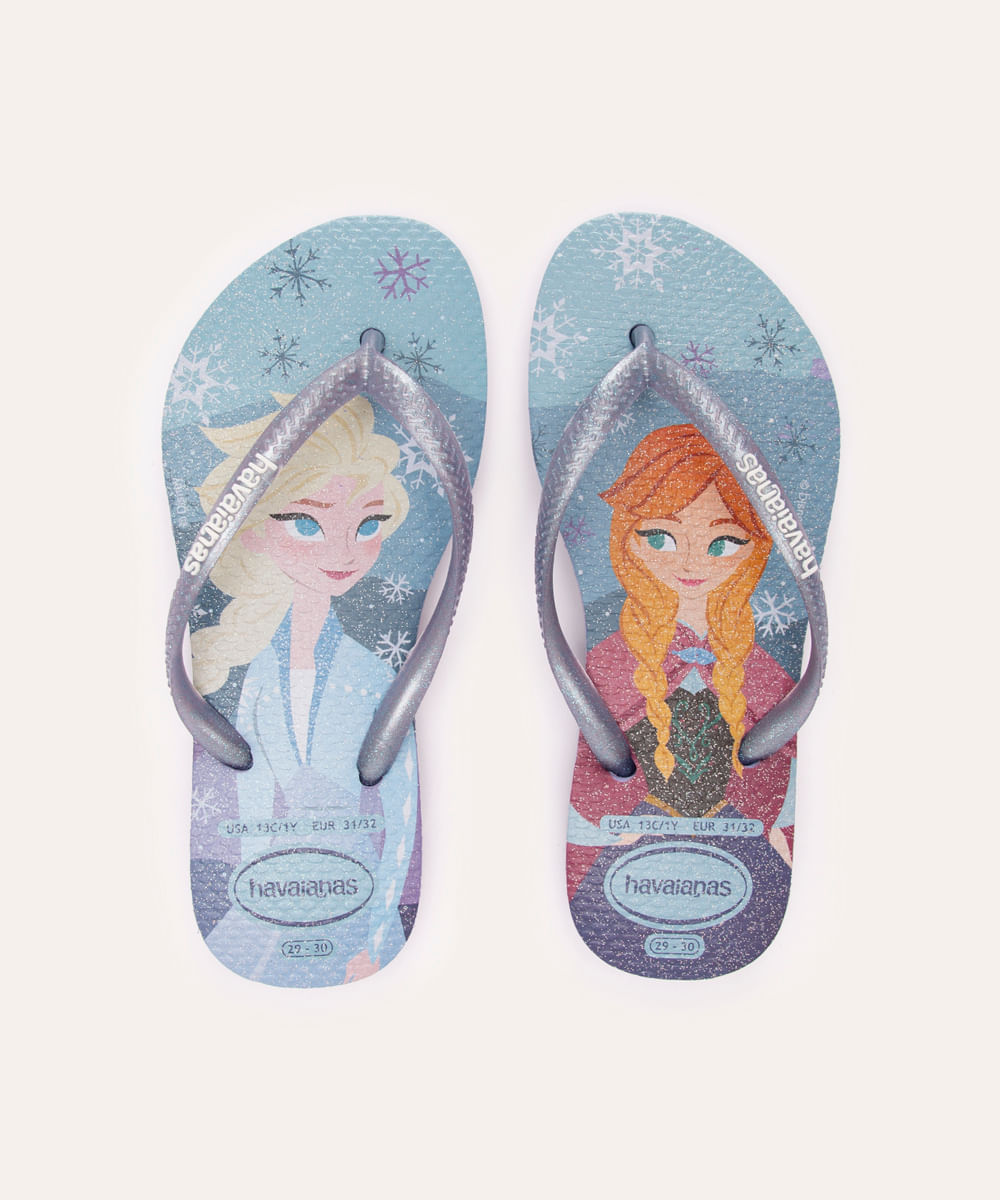 chinelo havaianas infantil slim frozen lilás