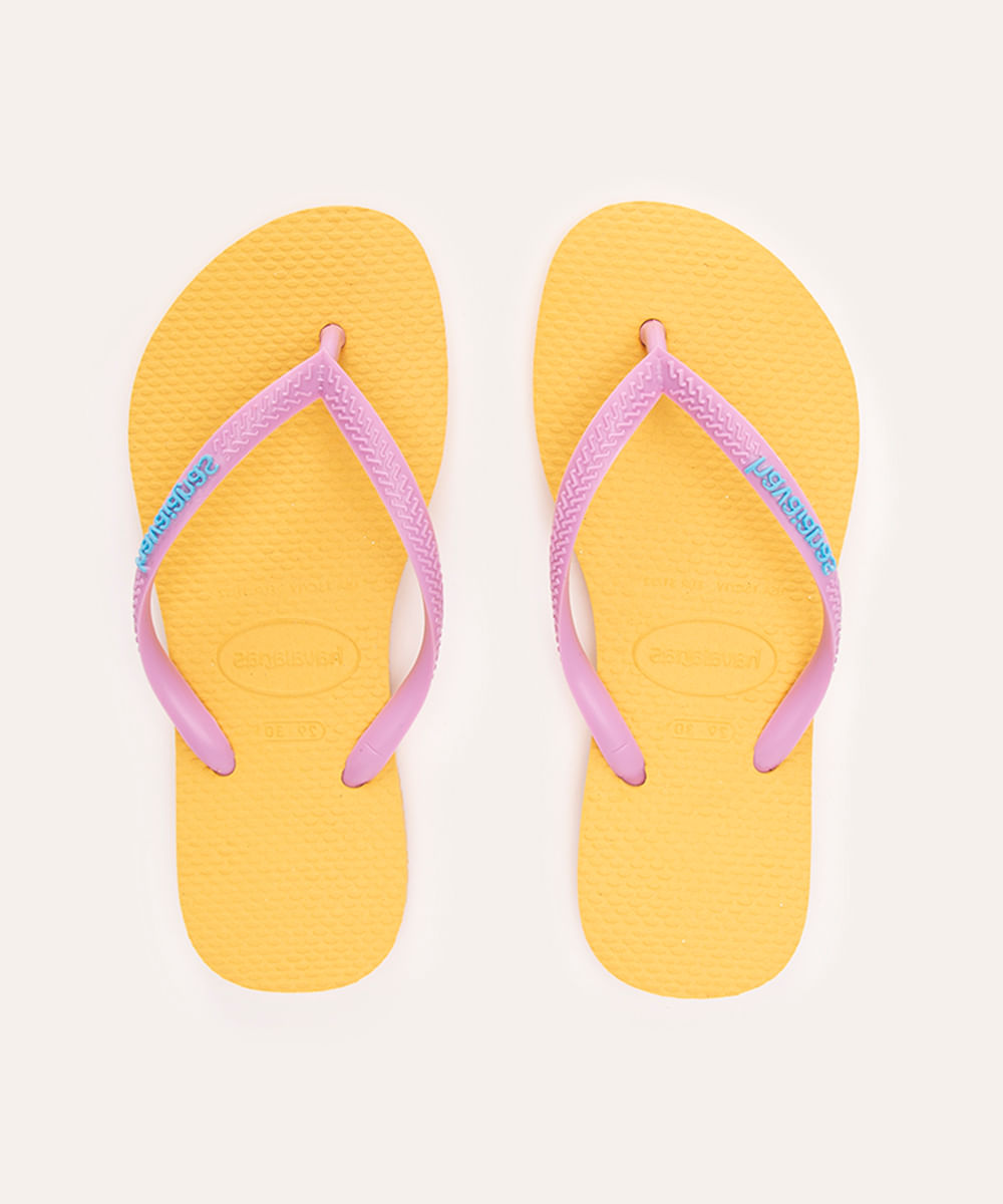 chinelo havaianas infantil slim pop up amarelo