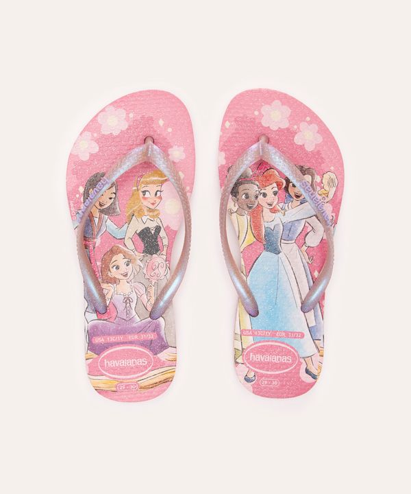 chinelo havaianas infantil slim princesas rosa 27-28