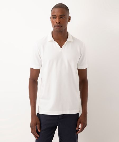 polo de algodão piquet manga curta branco G