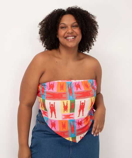 blusa lenço lalau decote reto sem alça laura rivoiro vermelho escuro GG1