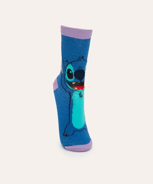 meia cano longo stitch azul médio 34-39