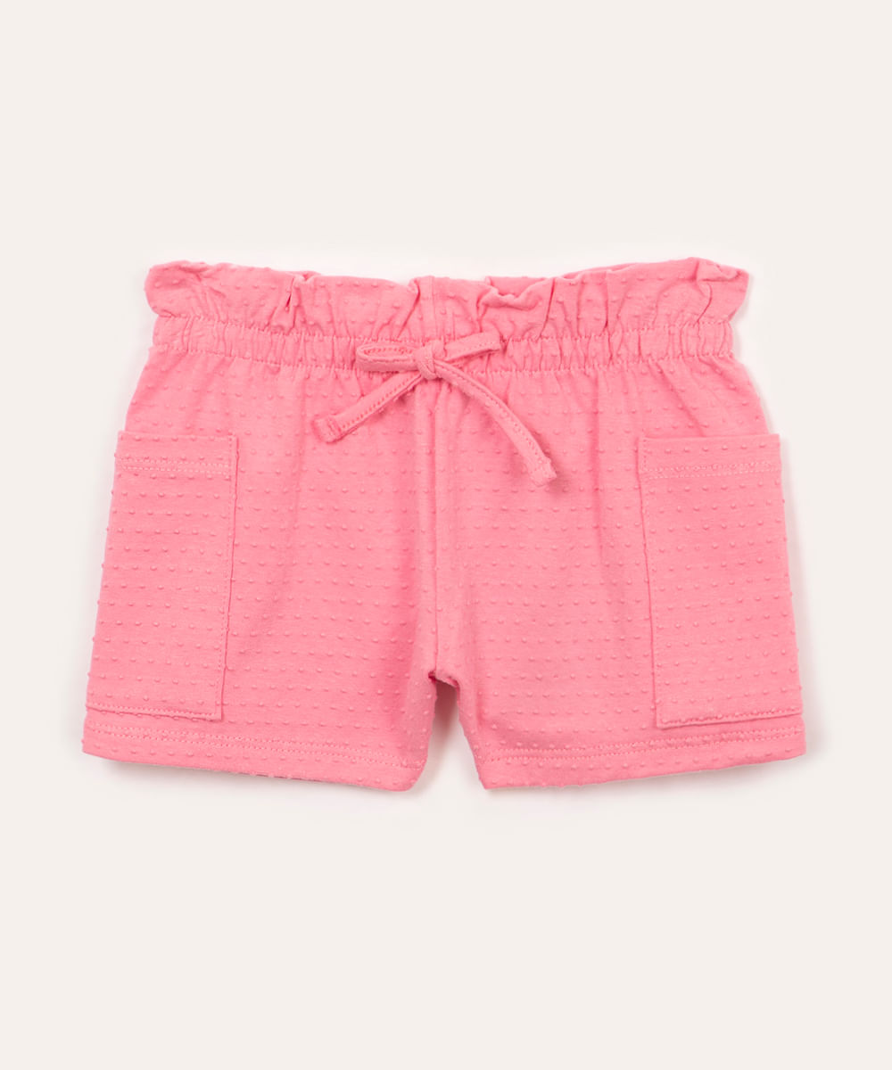 short infantil texturizado com bolsos pink