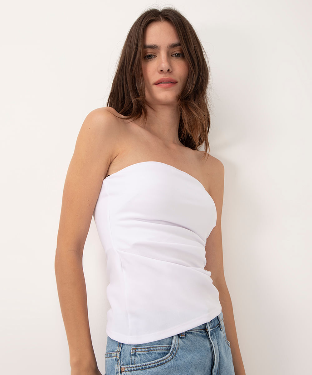 blusa decote reto sem alça branco