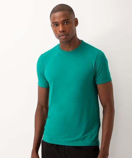 camiseta de poliamida manga curta gola redonda esportiva ace performance verde médio G