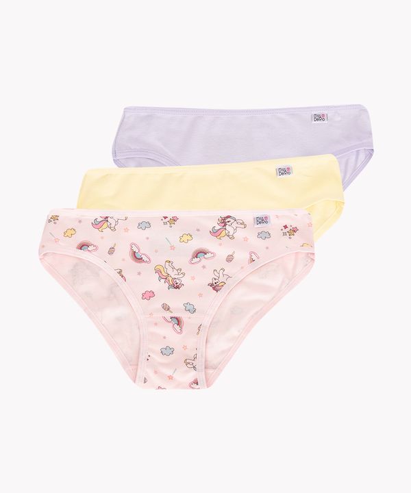 kit de 3 calcinhas infantil miss delírio multicor GG