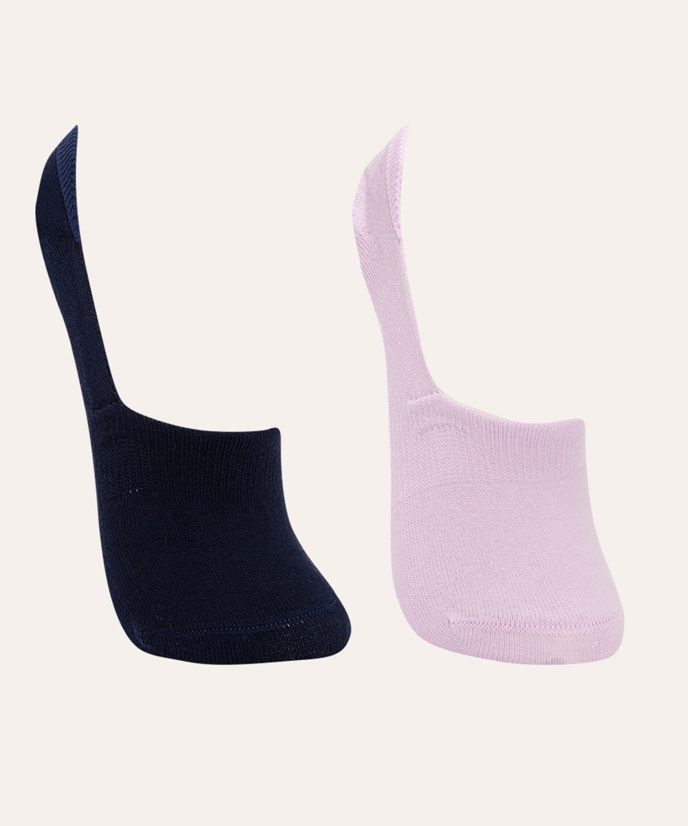 kit de 2 pares de meias invisíveis multicor