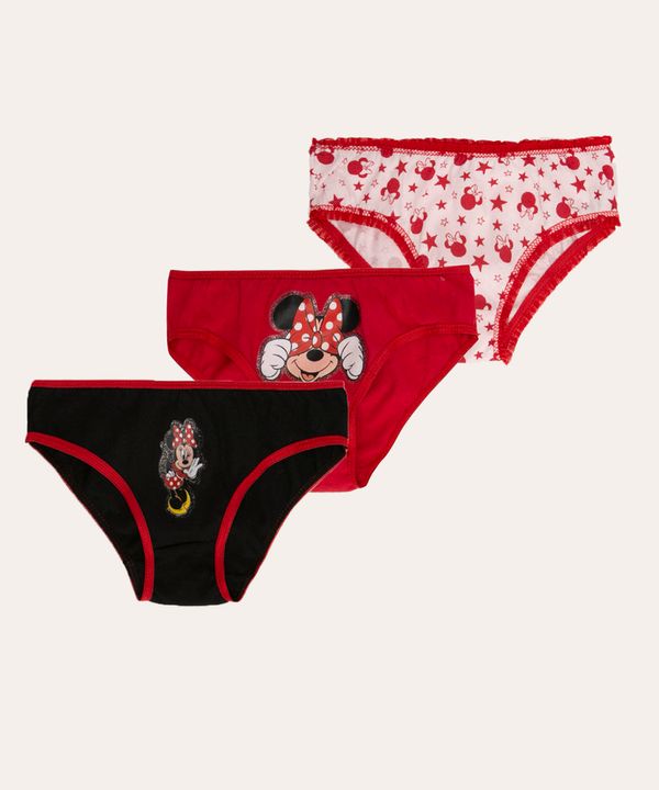 kit de 3 calcinhas infantil minnie colorido 2