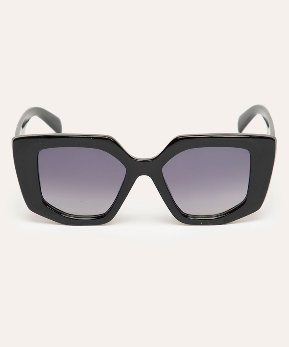 óculos de sol oval preto