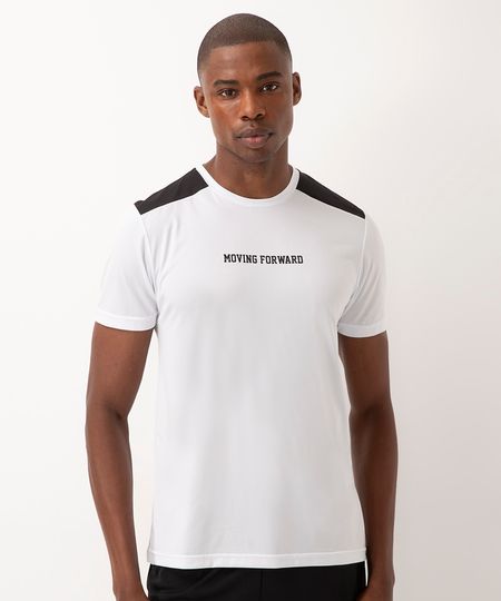 camiseta texturizada moving forward com recorte manga curta esportiva ace branca P