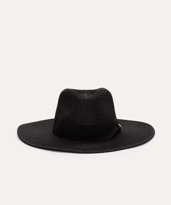 chapéu de palha com faixa preto Único
