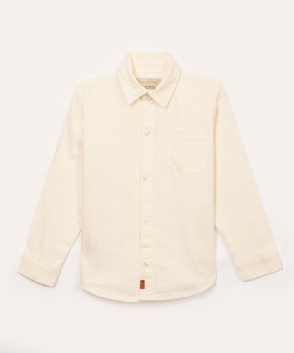 camisa infantil de algodão com bolso off white