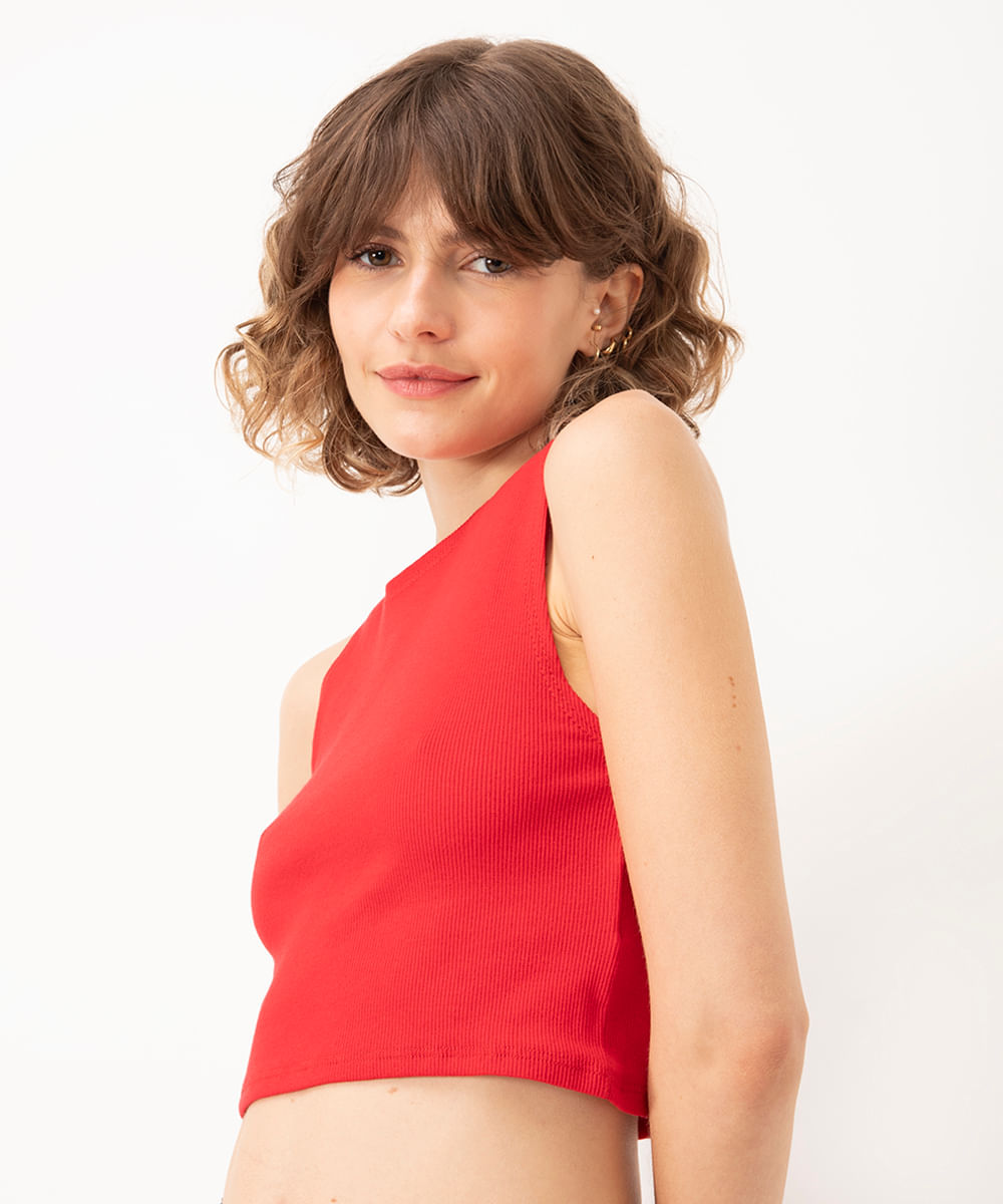 cropped de algodão halter neck  vermelho