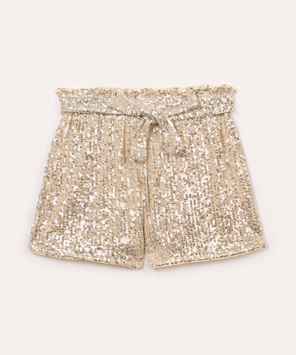 short infantil clochard de paetê dourado