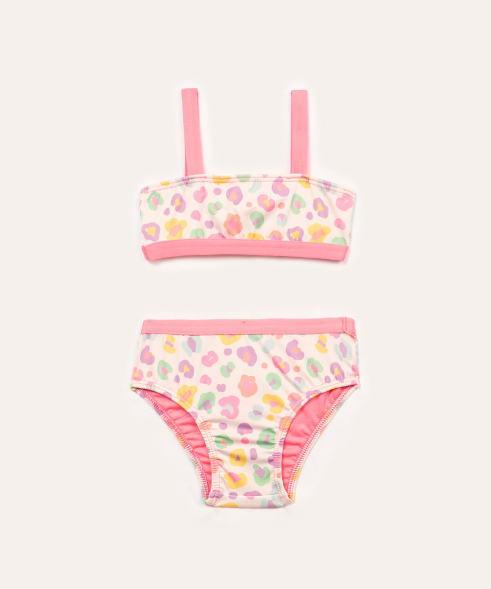 Vista 2 biquíni infantil animal print proteção uv C&A Colorido C&A Colorido