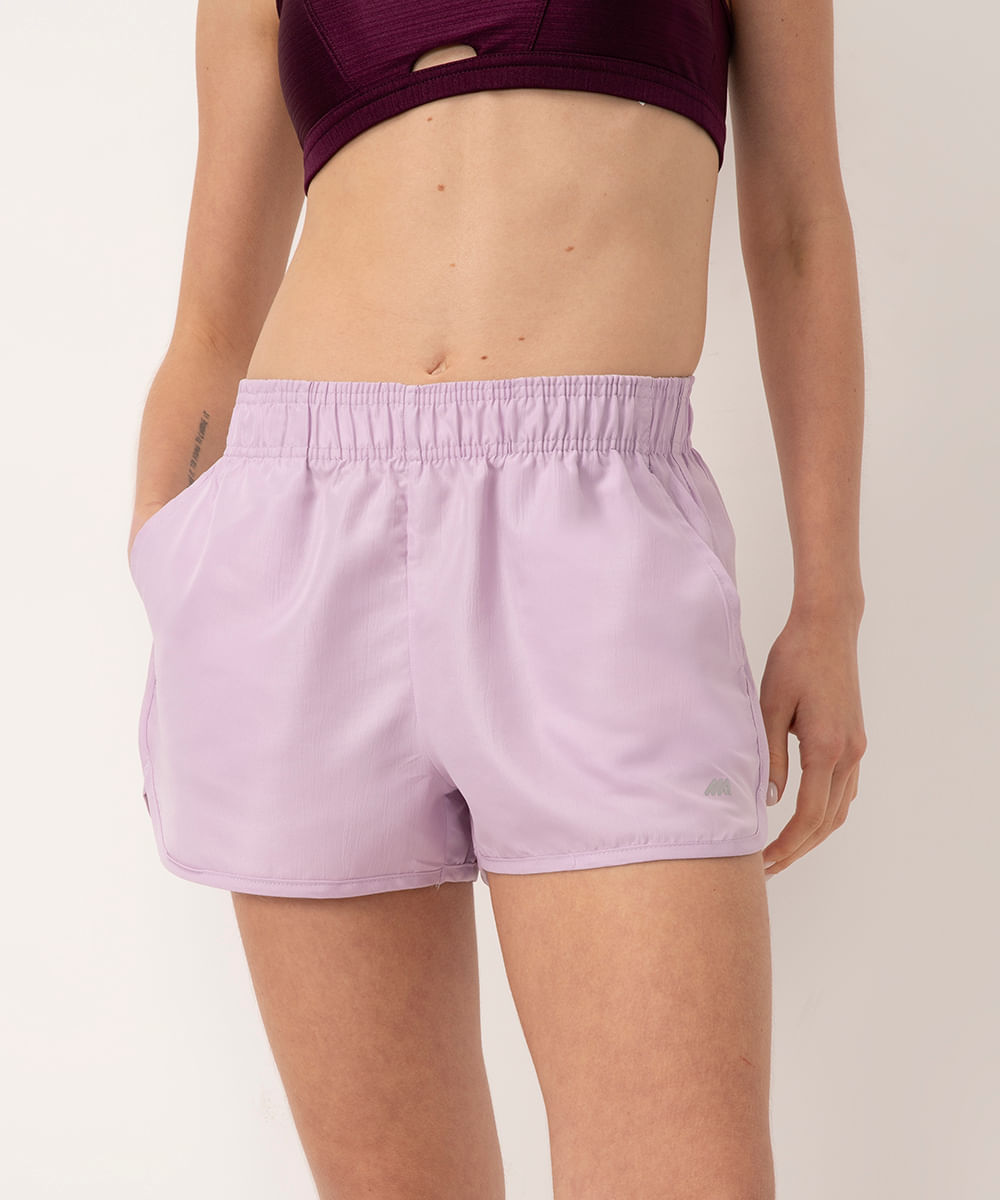 short running com bolso esportivo ace lilás pastel