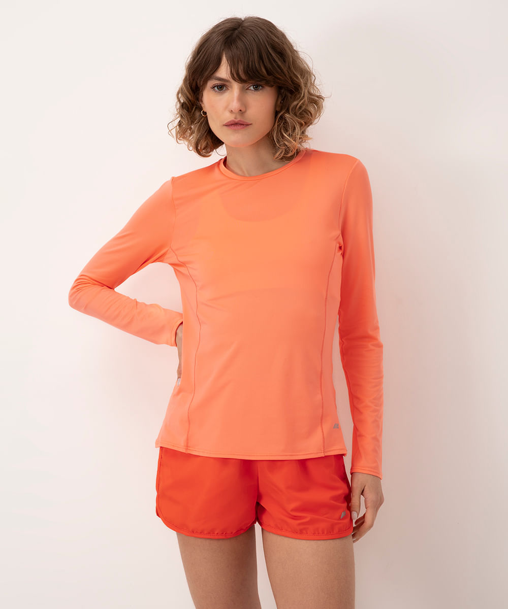 blusa básica manga longa esportiva ace coral