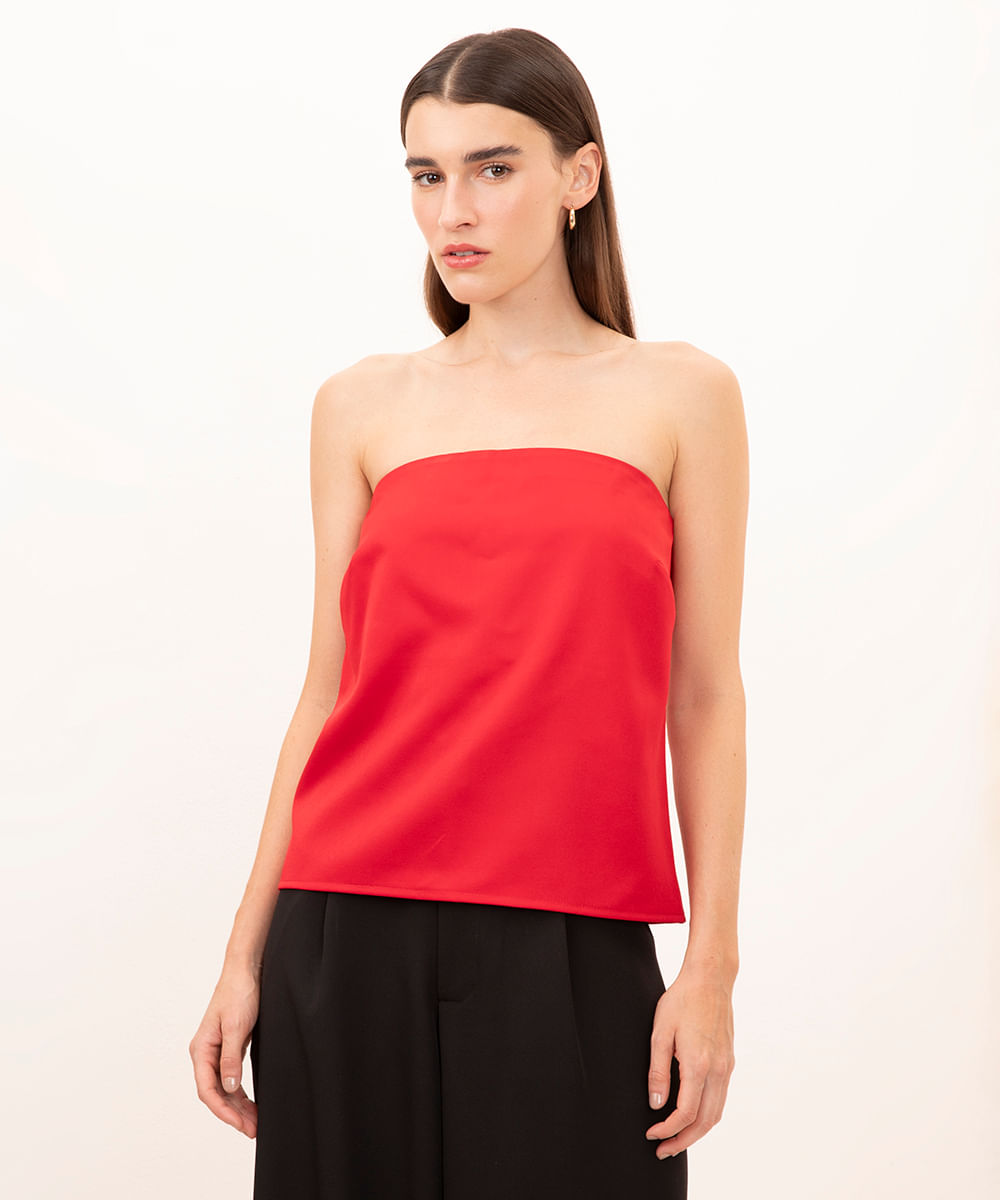 blusa decote reto sem alça mindset vermelho