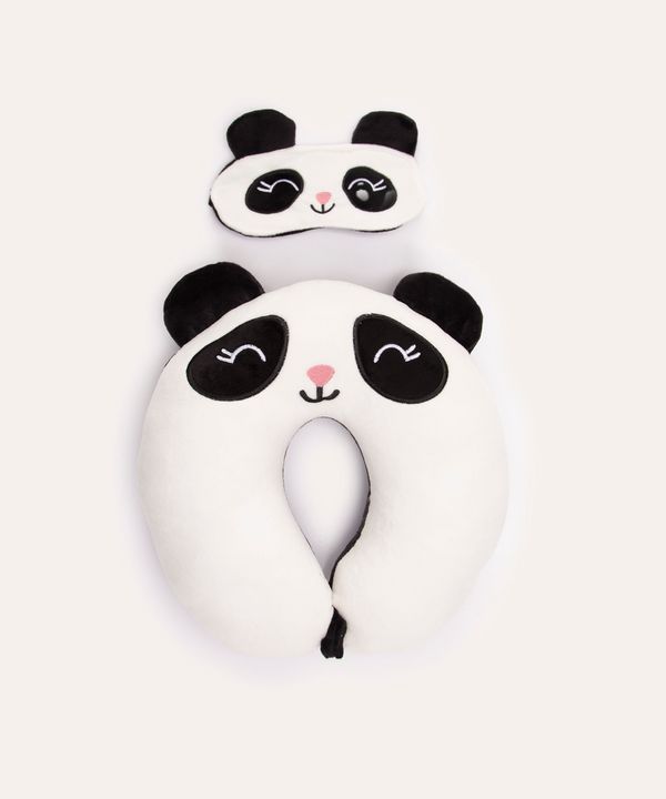 apoio de pescoço com máscara de dormir panda colorido Único