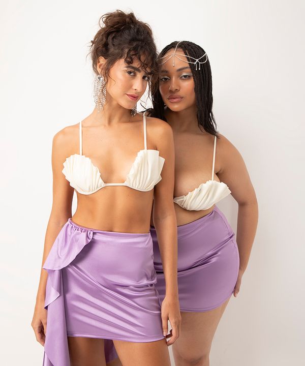 top concha plissado com bojo off white P