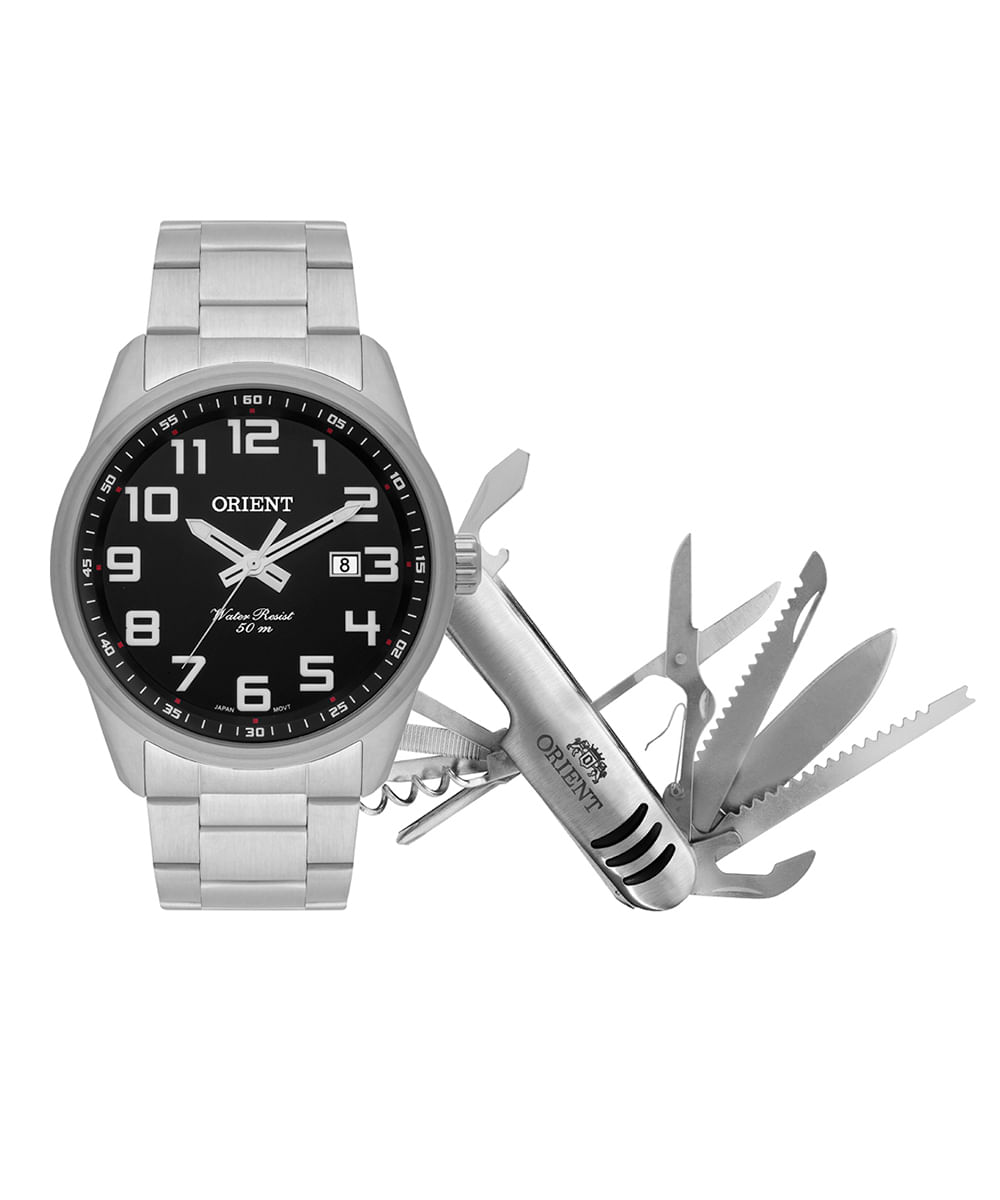 relógio orient analógico MBSS1271 KF26P2SX com canivete