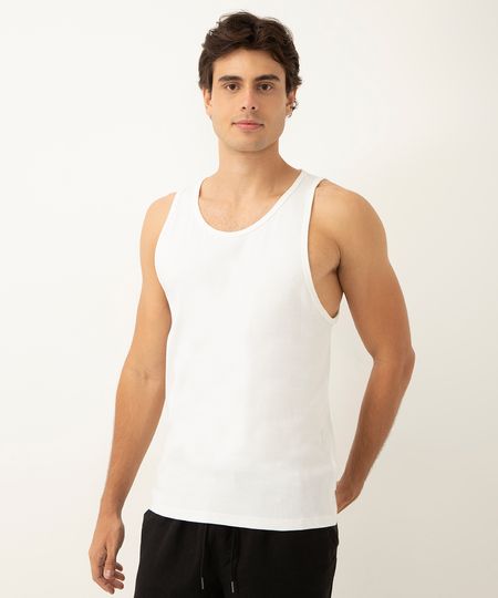 regata de algodão canelado branca G