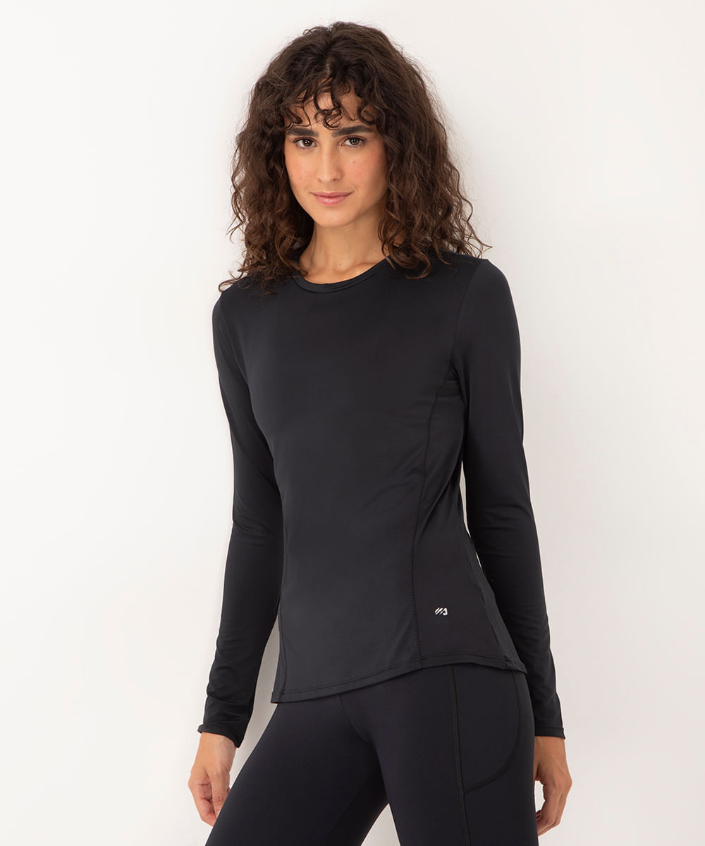 blusa básica manga longa esportiva ace preto