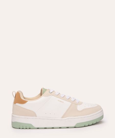 tênis casual com recorte ace branco 34 tênis casual com recorte ace branco 34