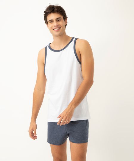 pijama de algodão regata branco M pijama de algodão regata branco M