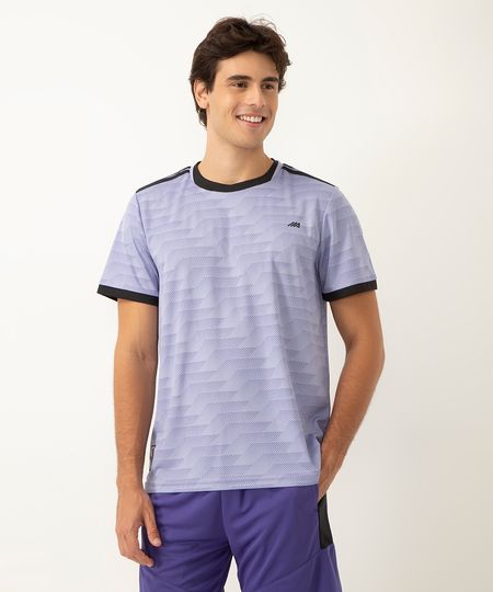 camiseta geométrica manga curta com recorte esportiva ace lilás médio P