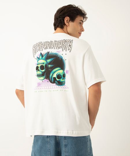 camiseta de algodão rick and morty manga curta off white PP camiseta de algodão rick and morty manga curta off white PP