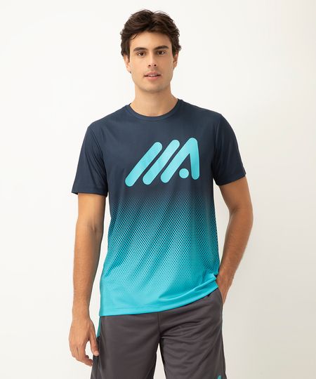 camiseta geométrica degradê manga curta esportiva ace azul puro P