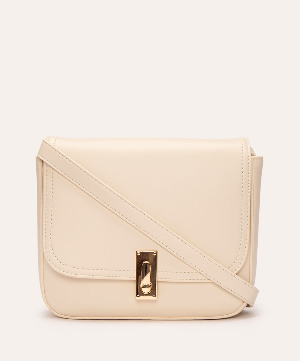 bolsa saddle com metal off white