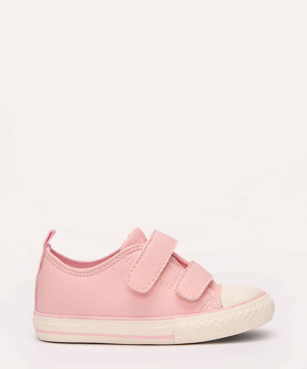 tênis infantil com tiras e velcro rosa