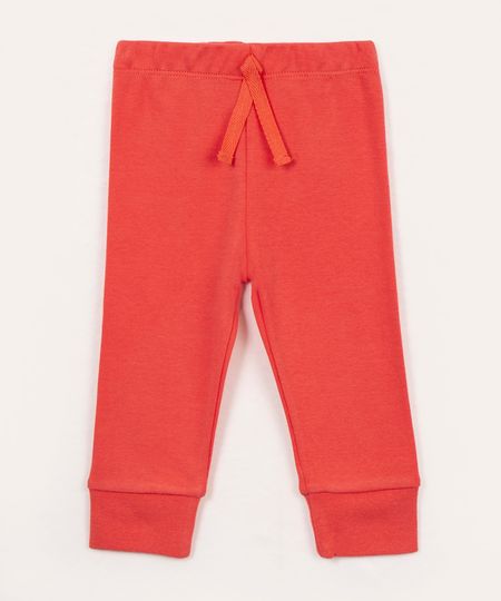 calça infantil legging de algodão básica vermelho 6-9
