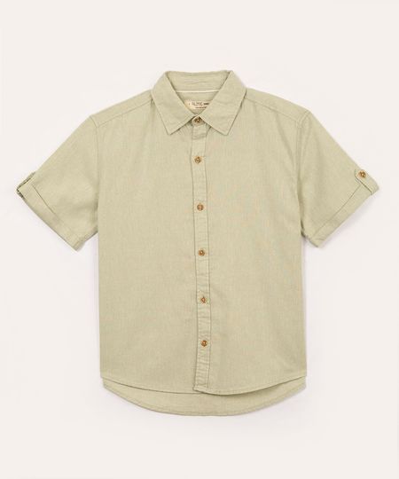 camisa de algodão infantil manga curta verde 4