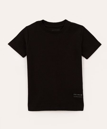 camiseta de moletom infantil manga curta preto 4