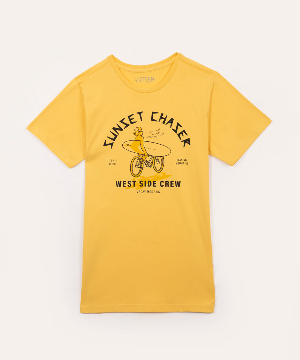 camiseta juvenil sunset chaser manga curta amarelo