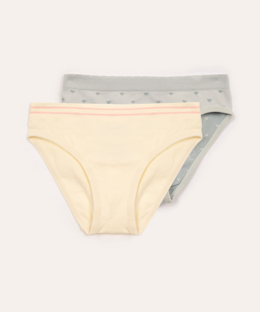 kit de 2 calcinhas infantis corações colorido