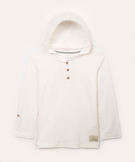 camiseta infantil de algodão flamê com capuz off white 6